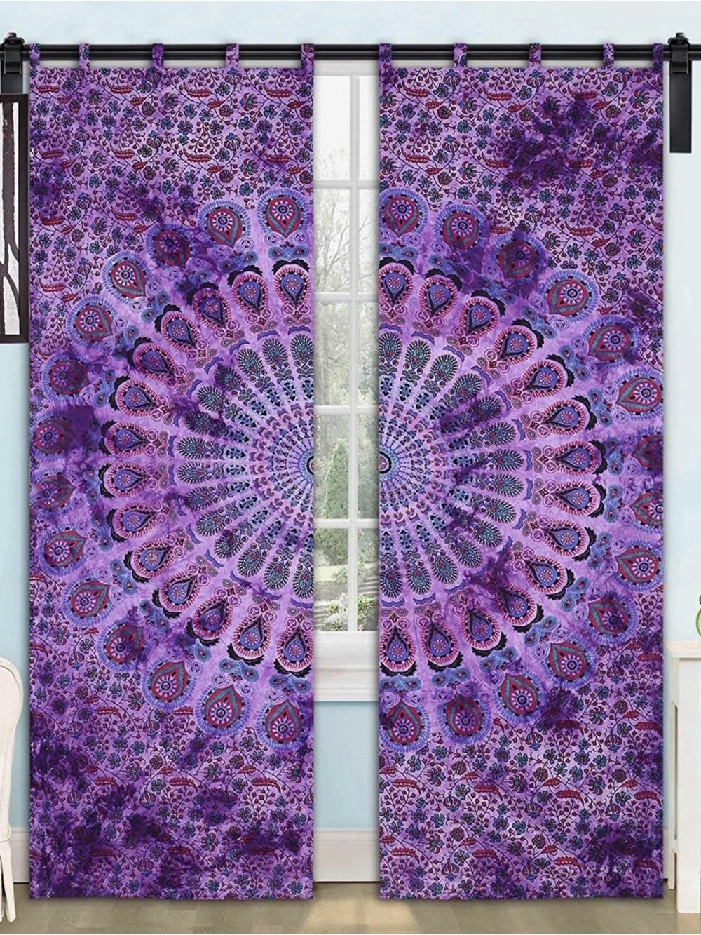Purple Mandala Tapestry Window Curtains